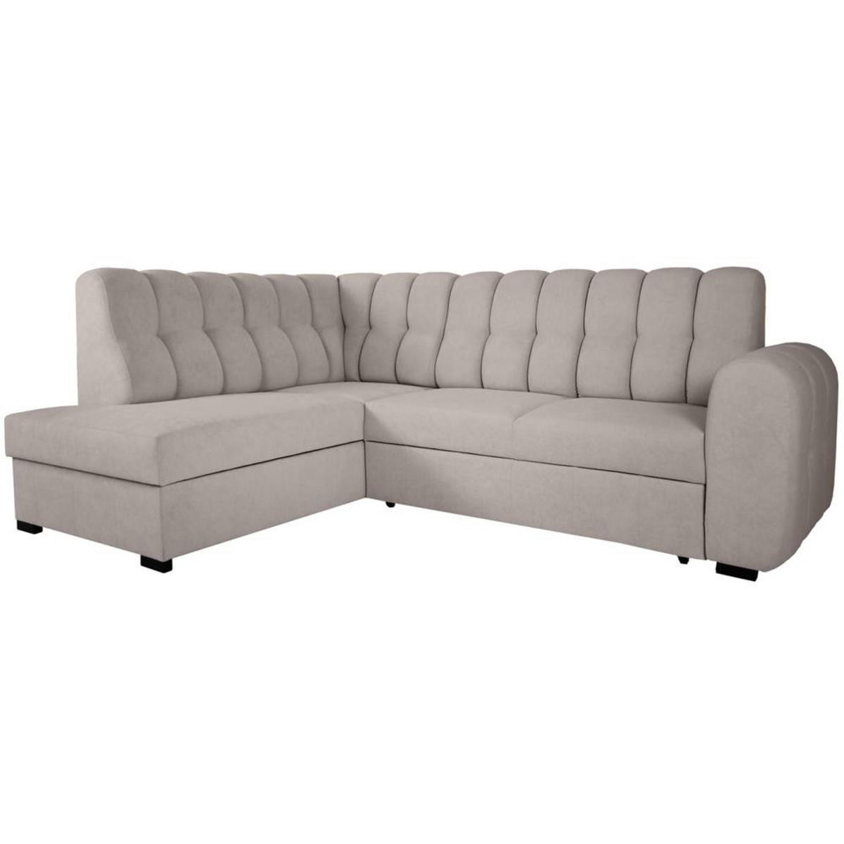 ECKSCHLAFSOFA Zoja links hellbraun - Hellbraun/Schwarz, Textil (261/193cm) - Beautysofa