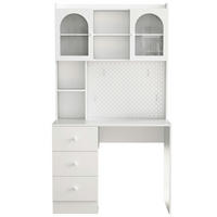 SCHREIBTISCH mit integriertem Schrank und Pinnwand 100x55x180 cm - Weiß, Holzwerkstoff (55/100/180cm) - Gisaae