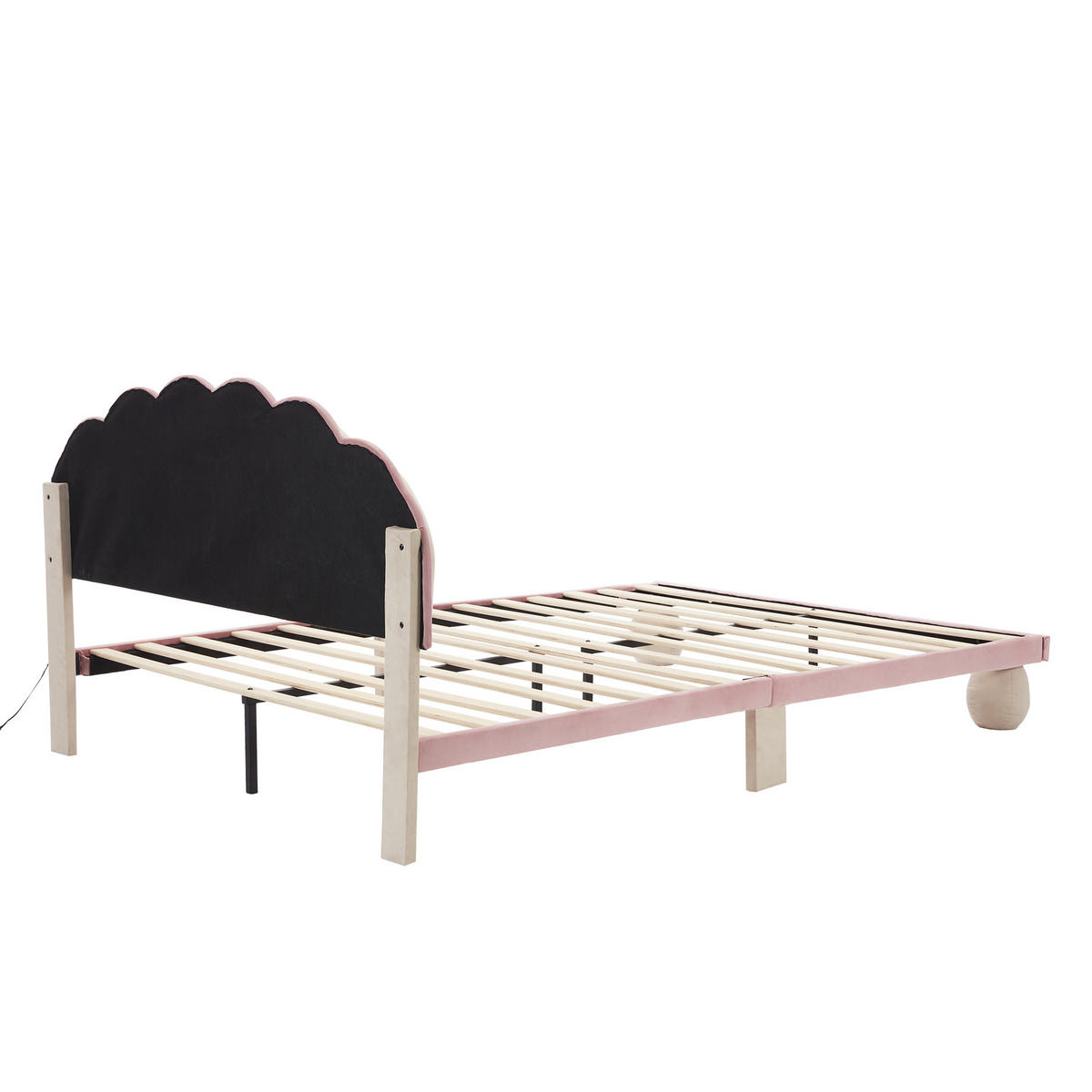 POLSTERBETT 140/200 cm DE-04351, mit LED-Lichtstreifen, Wellenschliff-Kopfteil und Samtbezug, in Beige - Beige, Holzwerkstoff/Metall (140/200cm) - ComfortXL