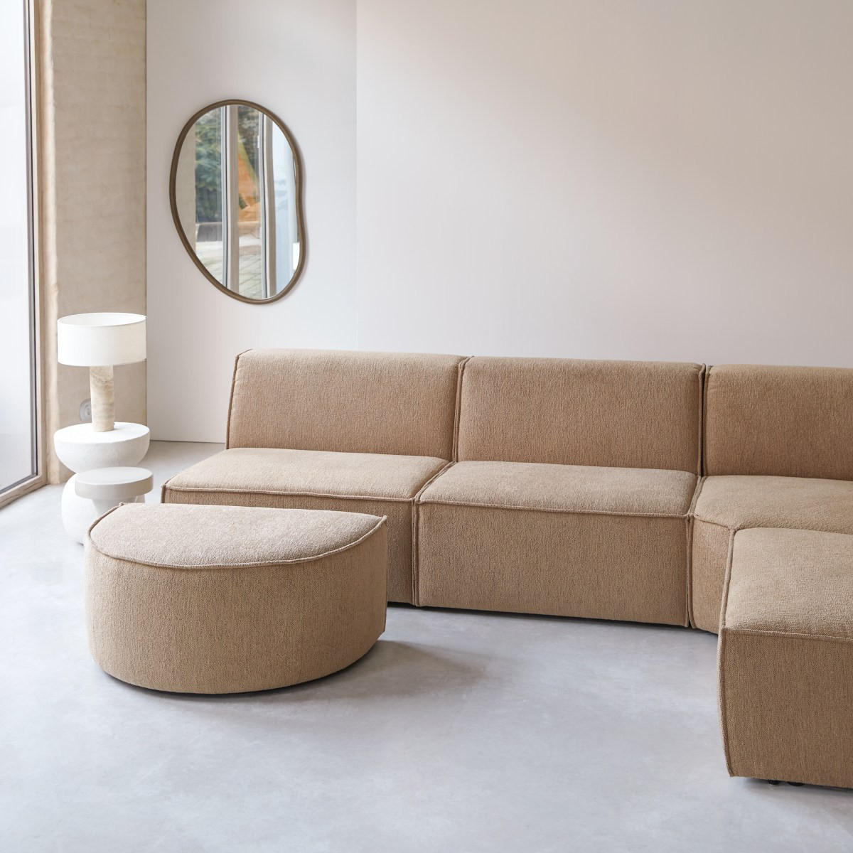 SOFA Dario Braun aus Stoff - Braun, Textil (291/259cm) - Tikamoon