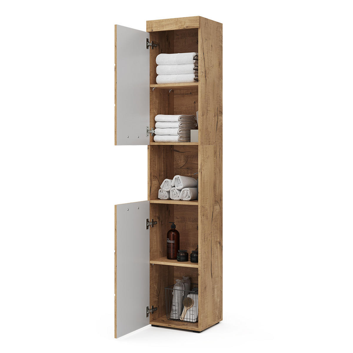 BADSCHRANK Luna Eiche Wotan 37 x 190 cm - Eiche Wotan, Holzwerkstoff (37/190/32.6cm) - Vicco