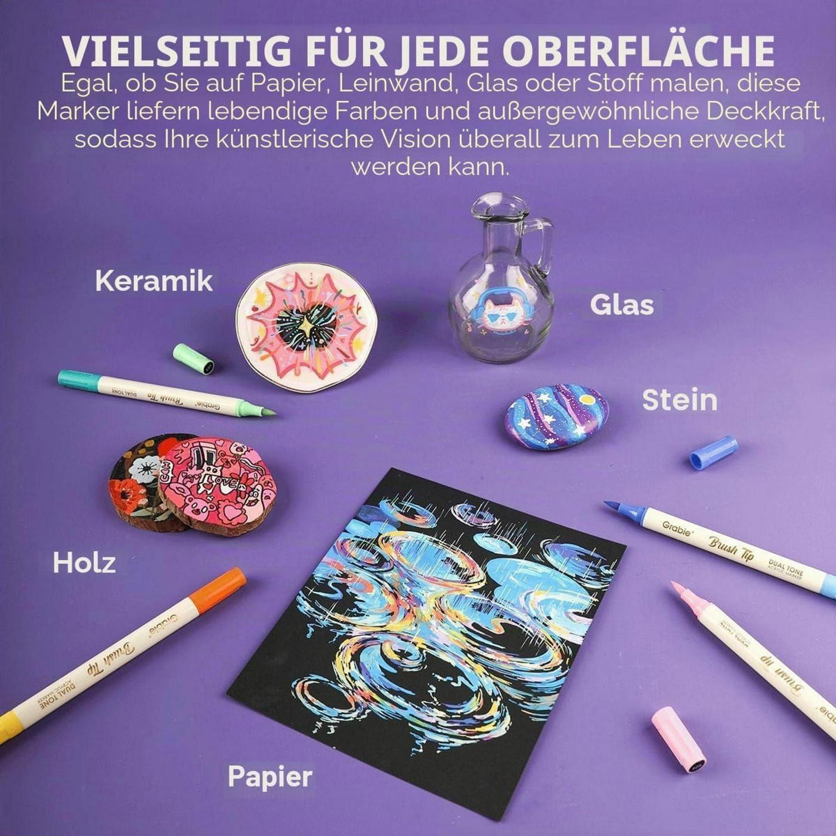 ACRYLSTIFTE 120er Set Doppelspitze Pinselstifte - Multicolor, Kunststoff (4/30.5/18.5cm)