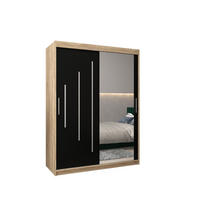 SCHWEBETÜRENSCHRANK 200/150/62 2-türig - Silberfarben/Schwarz, Holz/Kunststoff (150/200/62cm) - Abiks Möbel