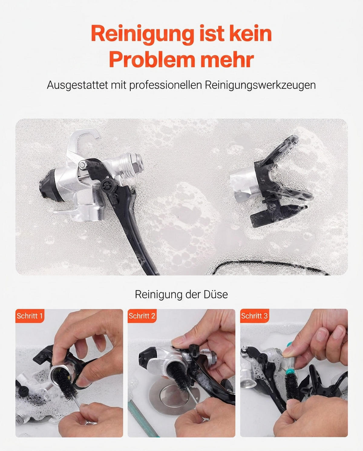 MALERBEDARF UND‑WERKZEUGE Airless Farbsprühgerät 650W 3000PSI Elektrisches Farbsprühsystem - Schwarz, Metall - Raelunyi