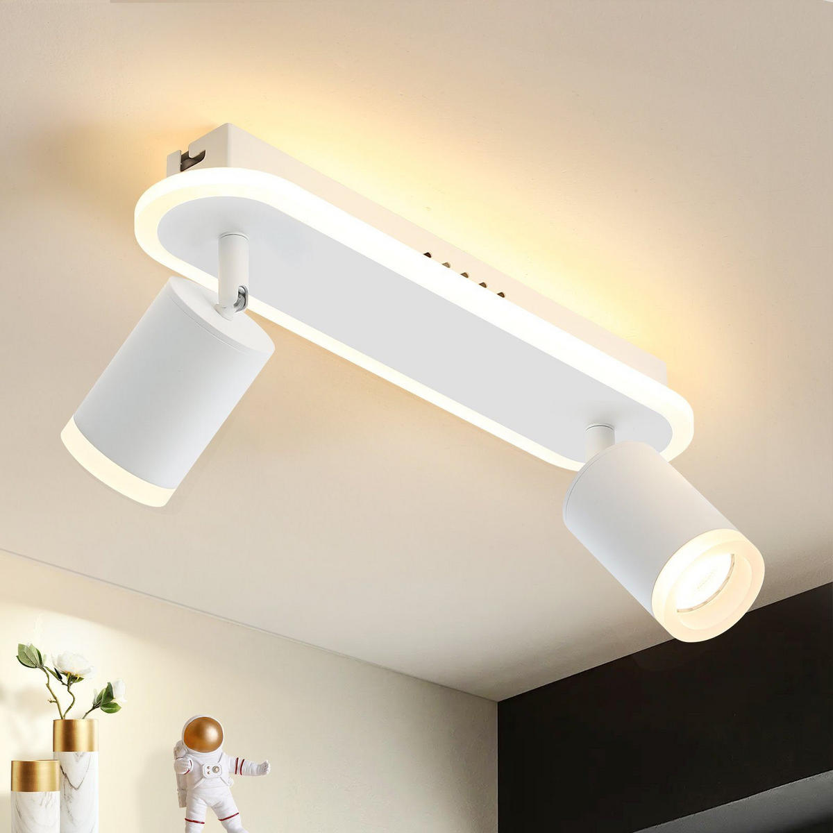 LED-DECKENLEUCHTE Lichtelf 2-flammig 33/6/9 cm - Weiß, Kunststoff (33/6/9cm) - Nettlife