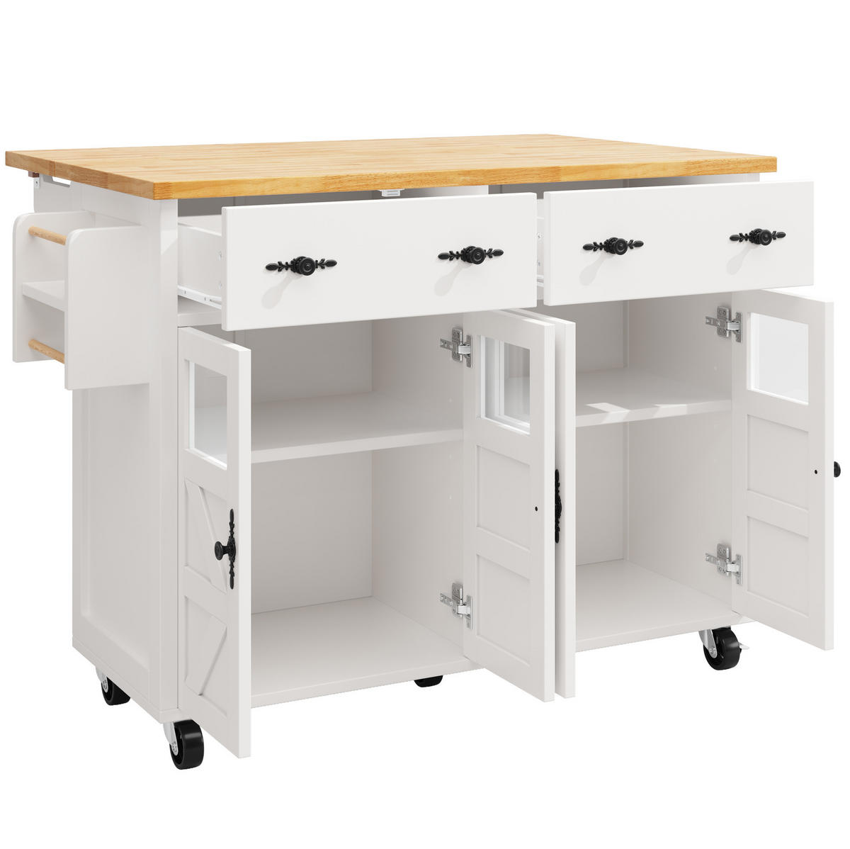 SERVIERWAGEN mit Stauraum 140 x 73 x 93,5 cm Weiß - Weiß, Holz (73/93.5/140cm) - Beauniv
