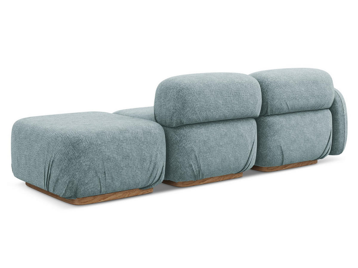3-SITZER SOFA Rechts Chenille Stoff Blau - Blau/Blaugrau, Holz/Textil (258/73/95cm) - Makamii