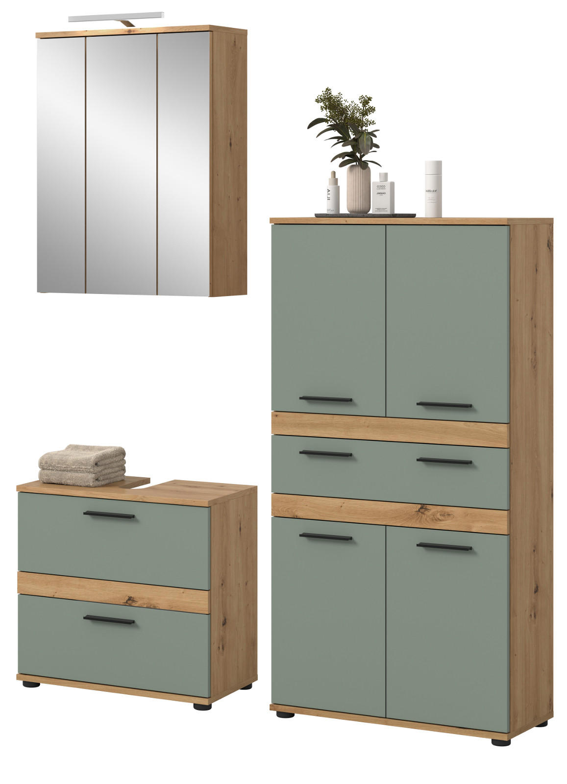 Inn.Furn Badmöbel-Set Salbeigrün 147x191x34 cm