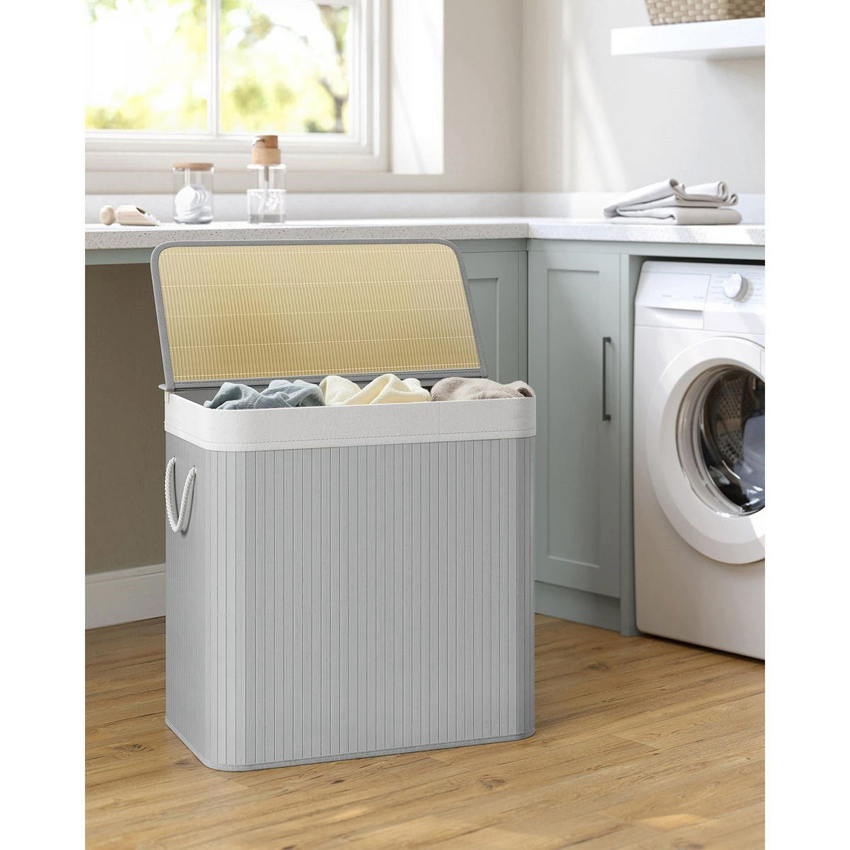 WÄSCHEKORB Cairo - Grau, Holzwerkstoff (40/61.5/60cm) - Hansiro