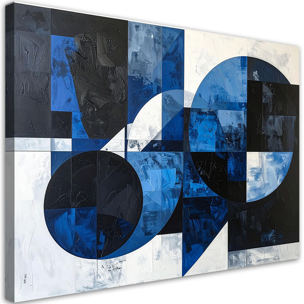 LEINWANDBILD 3D und geometrisch 90x60cm - Blau, Textil (90/60cm) - Feeby