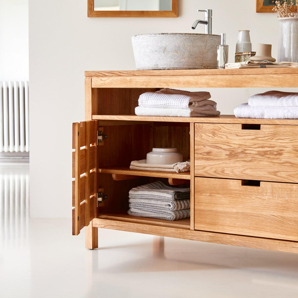WASCHTISCHUNTERSCHRANK Serena Natur aus Eiche - Naturfarben, Holz (165/78/55cm) - Tikamoon