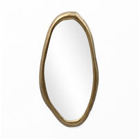 OVALER Wandspiegel 75 cm x 40 cm – Goldener Metallrahmen Geeignet für Wohnzimmer, Schlafzimmer, Badezimmer und Flur - Goldfarben, Glas (40/2.5/74cm) - Hometopia