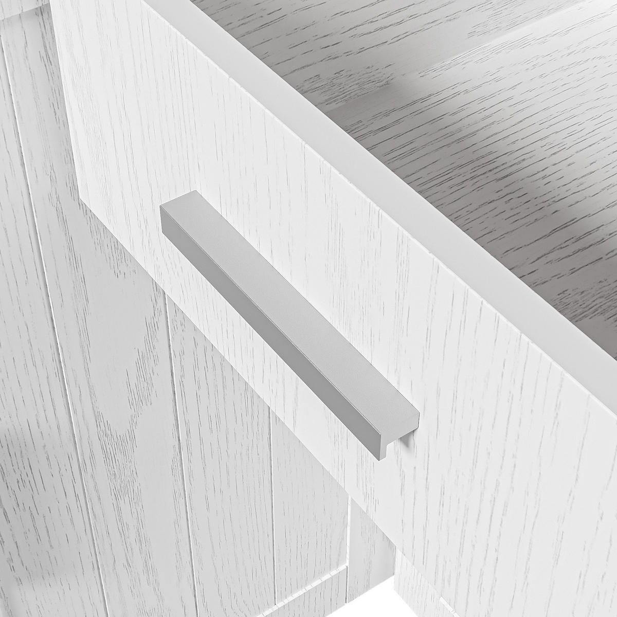 GESCHIRRSCHRANK aus Spanplatte 114x40x190 cm in Weiß/Braun mit Glastüren - Weiß, Holzwerkstoff (114/190/40cm) - Modfu