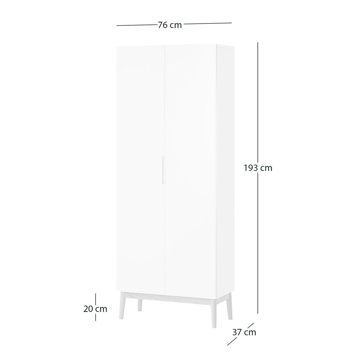 GARDEROBENSCHRANK - Eichefarben/Weiß, Holzwerkstoff (76/193/37cm) - home24