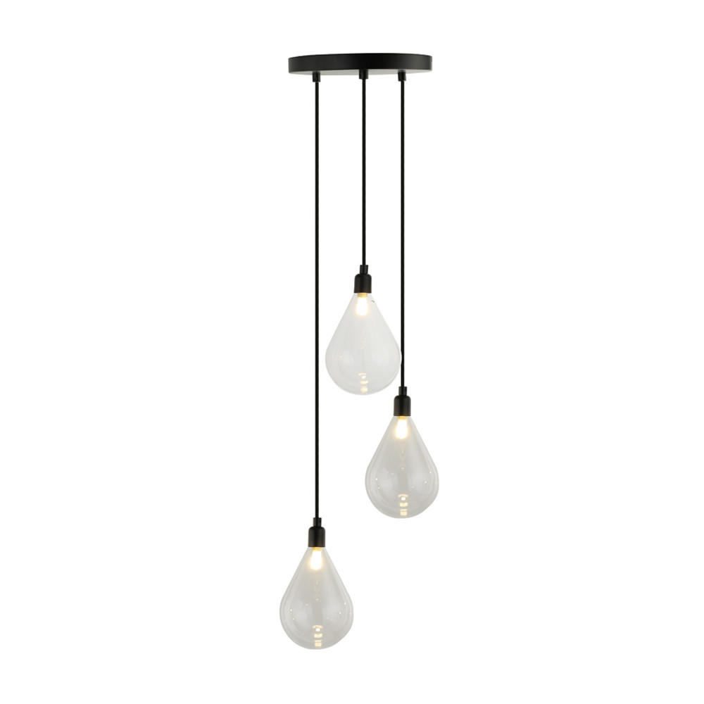 HÄNGELEUCHTE CELIA - Transparent, 3-flammig - Transparent, Glas (25/25/120cm) - Home Deluxe