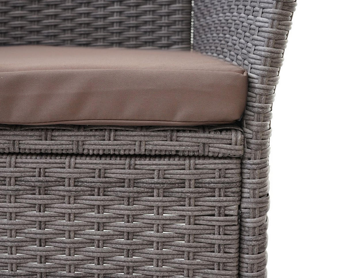 GARTENBANK mit Tisch Grau Kissen Creme - Grau, Metall (132/84/55cm) - PROREGAL