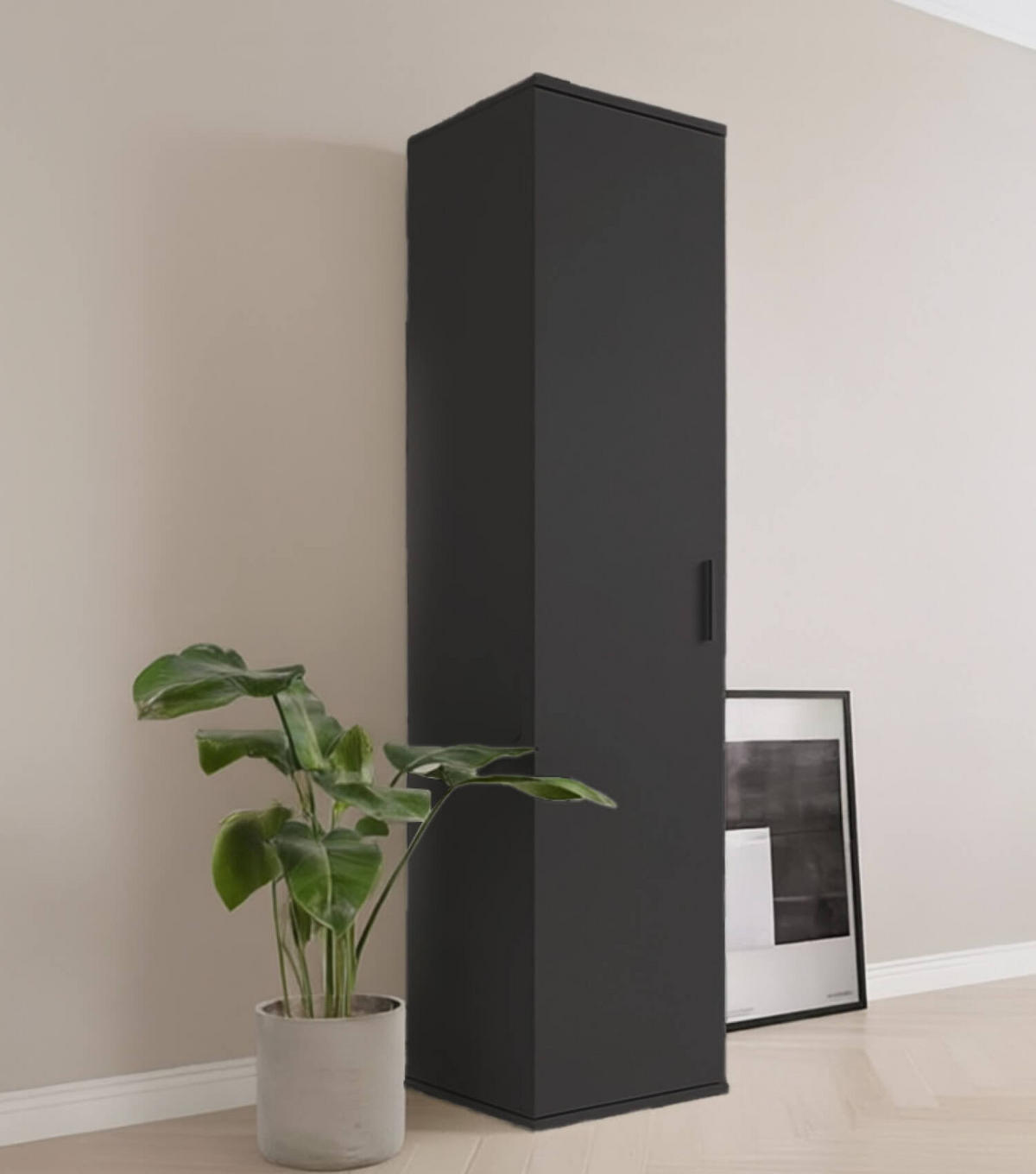 MEHRZWECKSCHRANK Der Kompakte - Anthrazit/Schwarz, Holzwerkstoff (42/180/34cm) - Mokebo