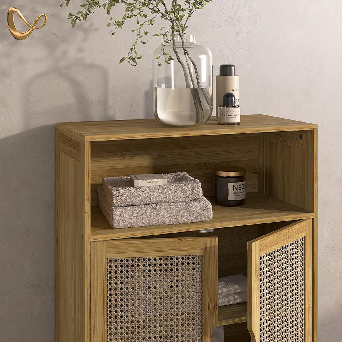 BADMÖBEL-SET Mincio, Bambus, 3dílná - přírodní, kompozitní dřevo (50/60/29cm) - Livinity®