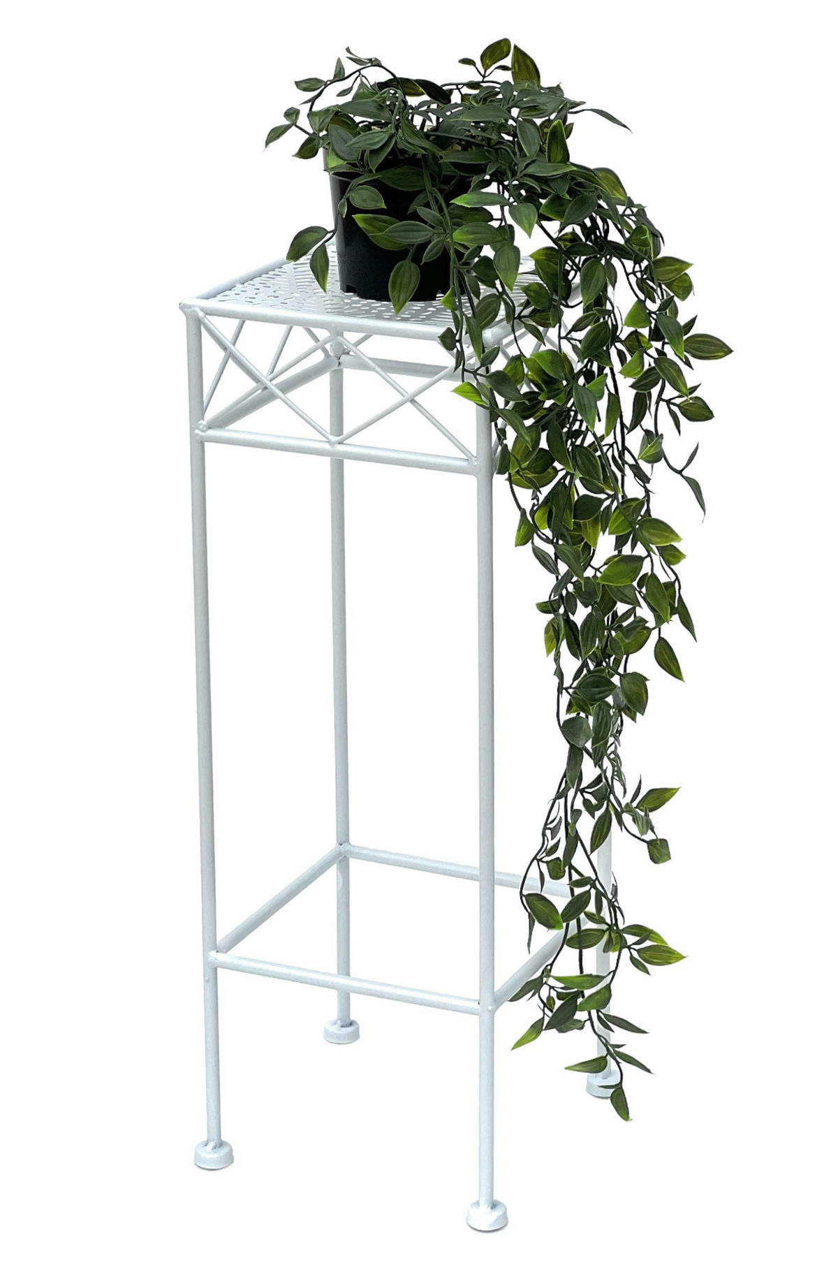 BLUMENHOCKER 50 cm Metall Weiß Eckig 96314 S - Weiß, Metall (18/50/18cm) - DanDiBo