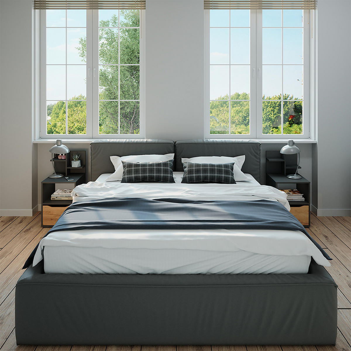 NACHTTISCH Ruben Anthrazit/Goldkraft Eiche 40 x 82.2 cm mit Schublade - Honigeiche, Holzwerkstoff (40/82.2/48cm) - Vicco