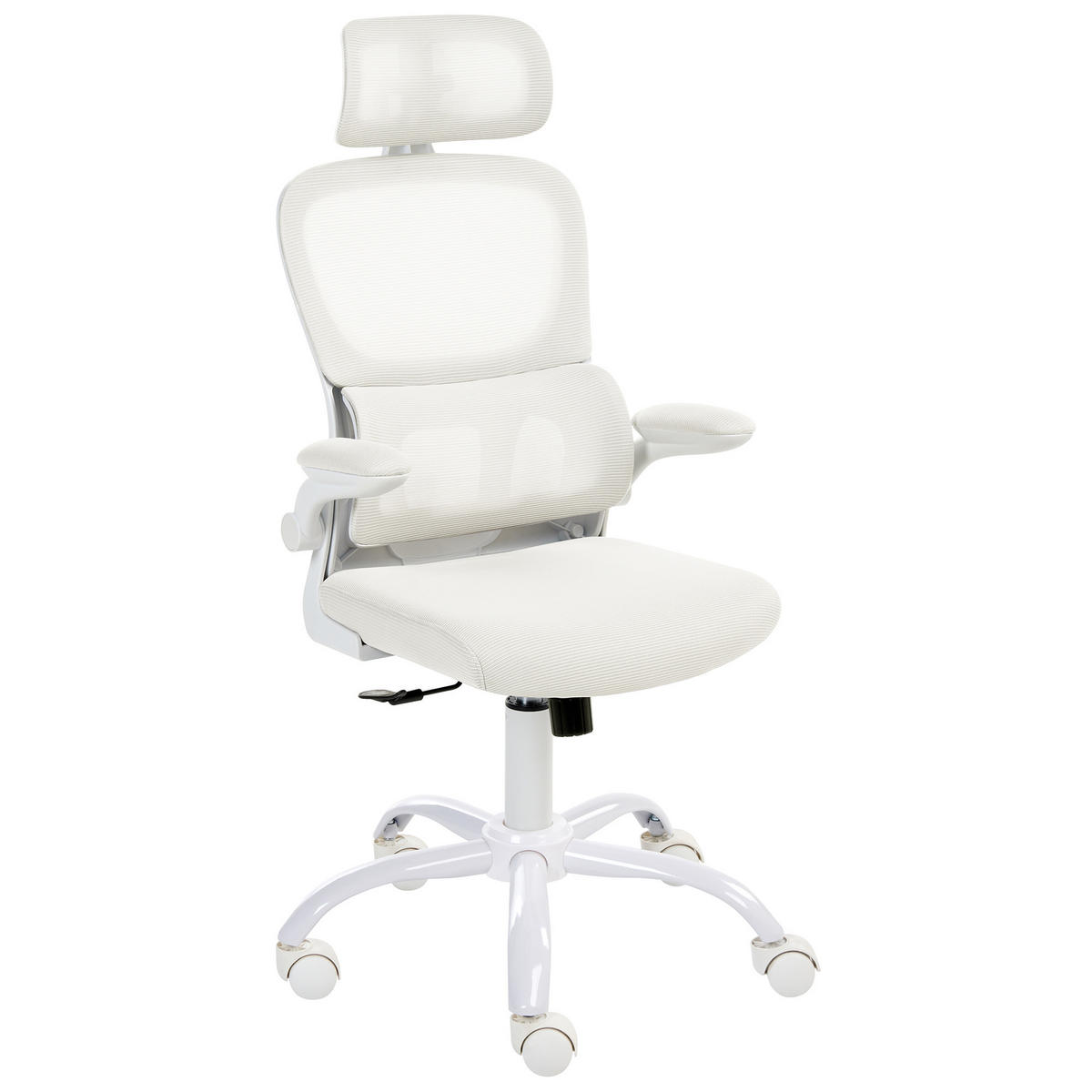 SCAUN DE BIROU alb Solis - alb, material textil (60/121/60cm) - Beliani