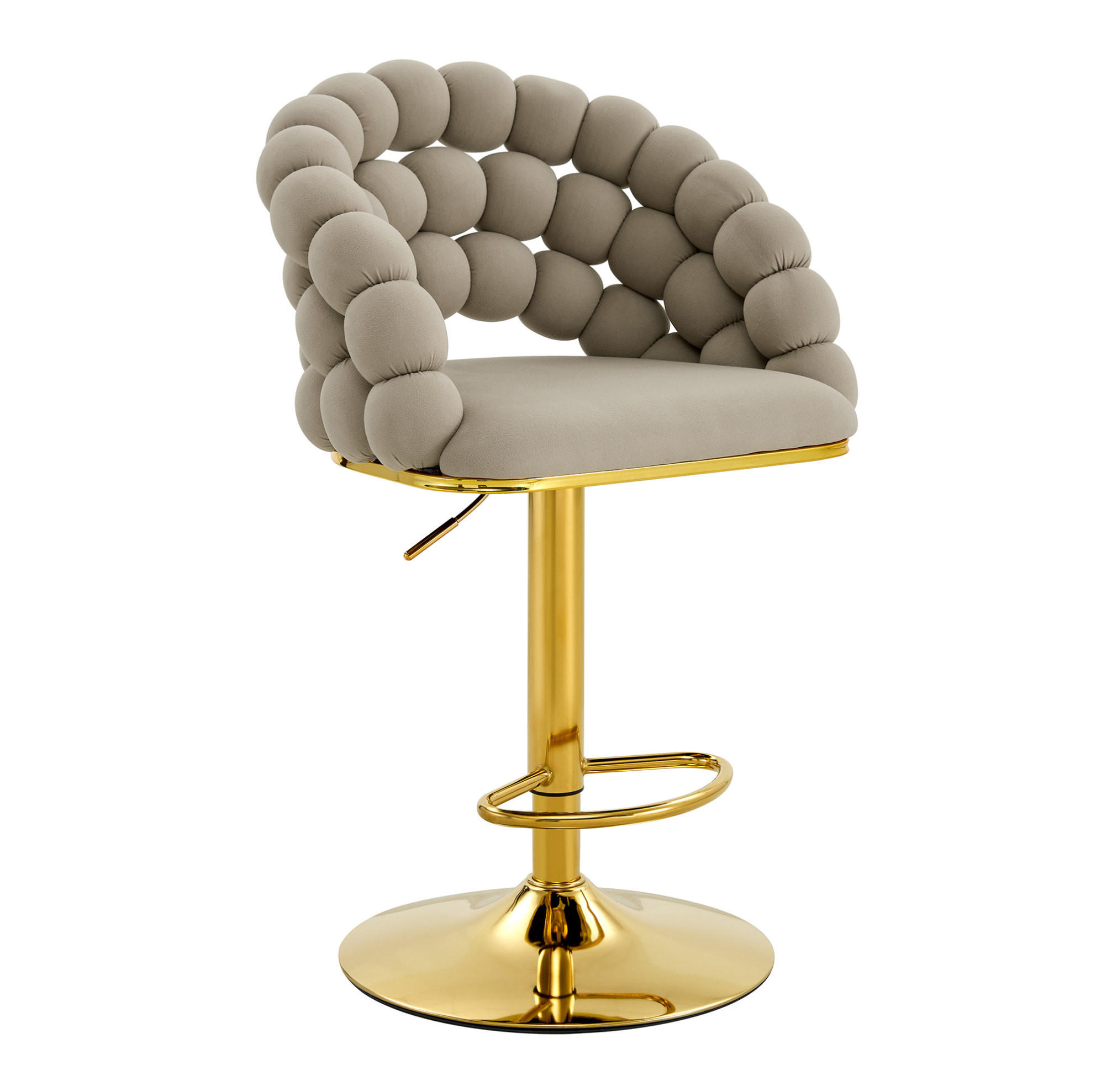 BARHOCKER höhenverstellbar 65-112 cm Samt Grau 2er-Set - Grau, Metall (52/112/45cm) - Meubliv