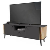 TV-LOWBOARD grau, Eiche Artisan 138 cm, Fernsehtisch mit 3D-Lamellen - Dunkelgrau/Schwarz, Holzwerkstoff/Metall (138/50/40cm) - Inn.Furn