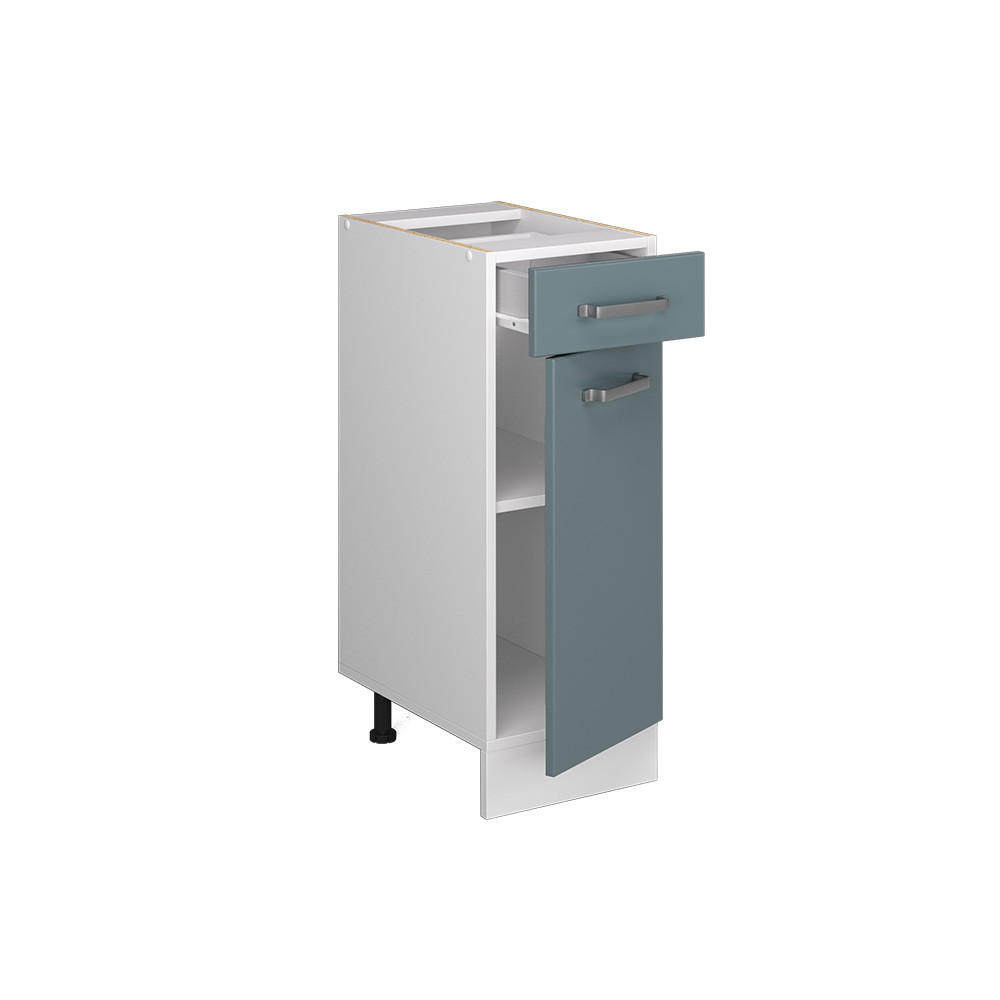 KÜCHENUNTERSCHRANK R-Line Blau-Grau 30 cm ohne AP - Blaugrau/Weiß, Holzwerkstoff (30/81.6/46cm) - Vicco