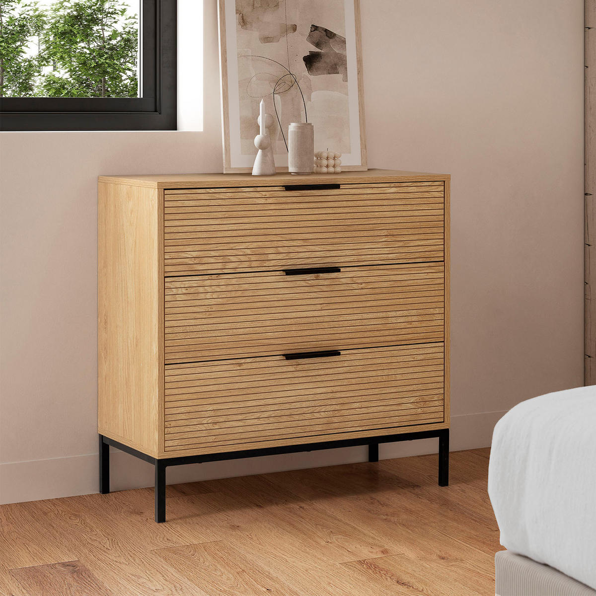 KOMMODE 80/80/40 Monica Eichenfarbe - Honigeiche, Holzwerkstoff (80/80/40cm) - VS Venta-stock