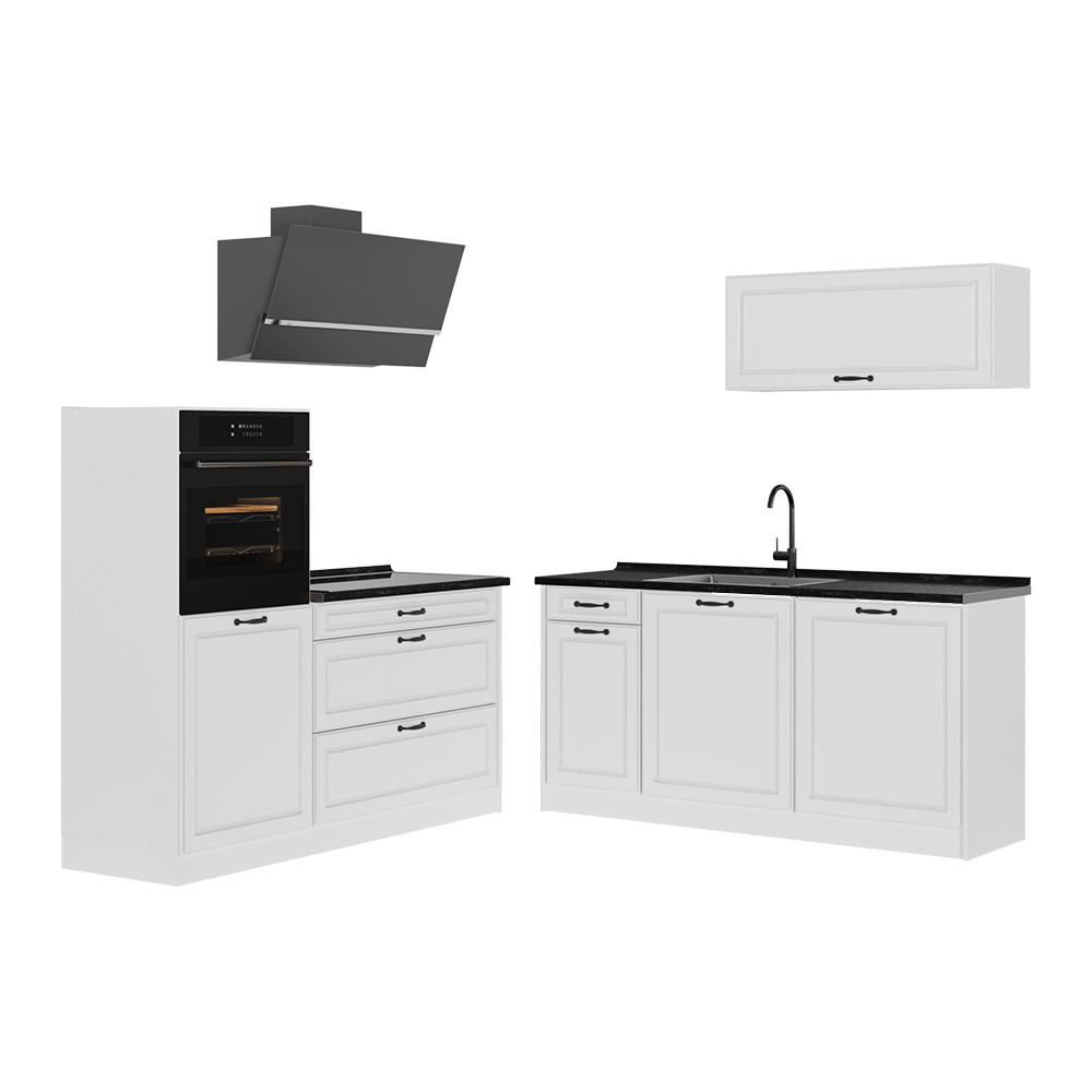KUCHYNKA R-Line, Biely vidiecky dom/biely, 160 cm antrasiitti työtaso - biela, kompozitné drevo (160/143/60cm) - Vicco