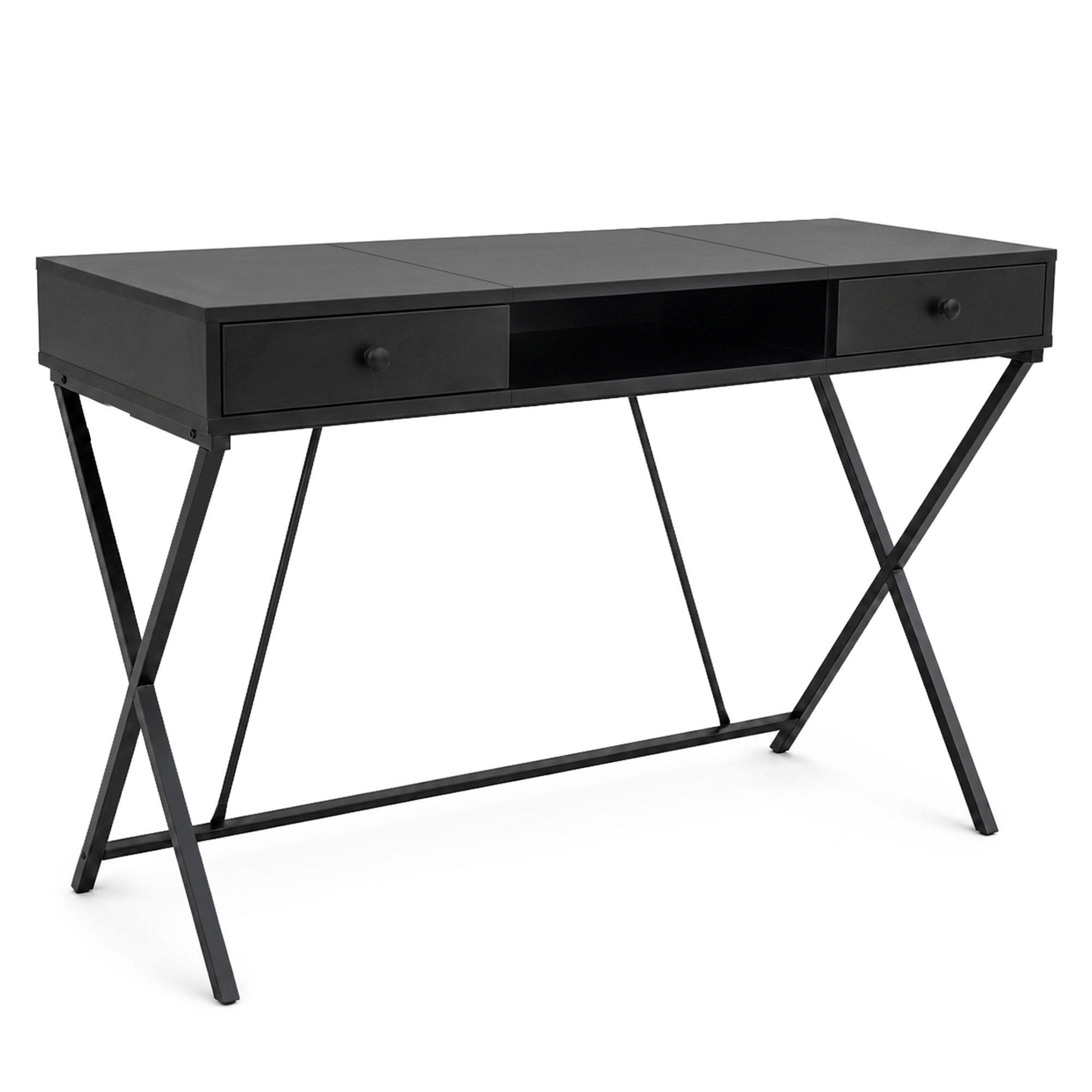 SCHREIBTISCH CROSSLINE 120 cm Schwarz - Schwarz, Holzwerkstoff (120/50/80.5cm) - Akord