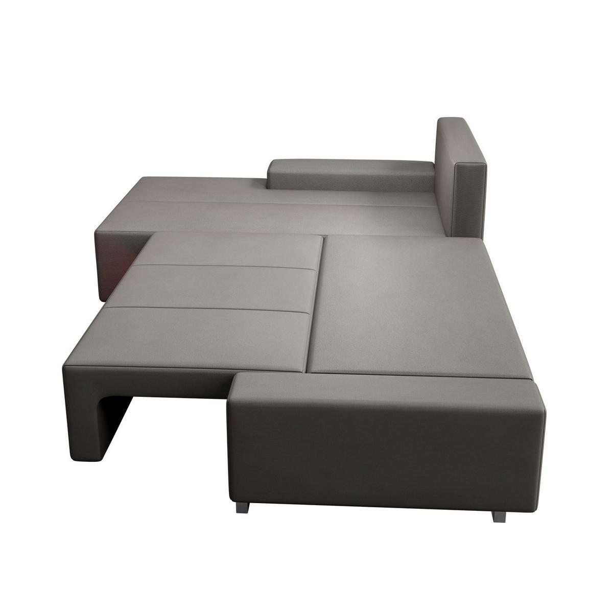SOFA Davos mit Ottomane links hellgrau inkl LED - Hellgrau, Textil (260/180cm) - Juskys