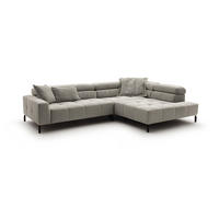 ECKSOFA OHIO Silber Cord - Silberfarben/Schwarz, Textil/Metall (311/219cm) - KAWOLA