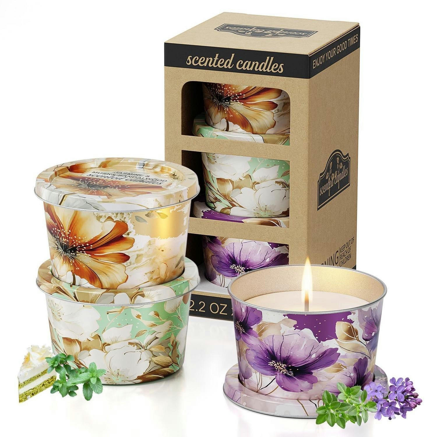 DUFTKERZEN Set 3 x 70g Sojawachs Geschenkset - Multicolor, Paraffin (1cm)