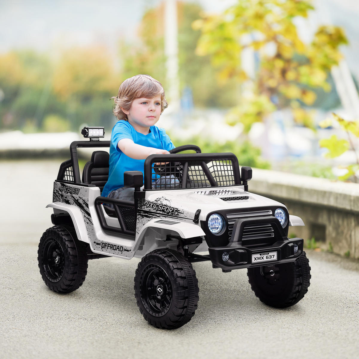 KINDER Elektroauto - Weiß, Metall (109/67/68.5cm) - AIYAPLAY