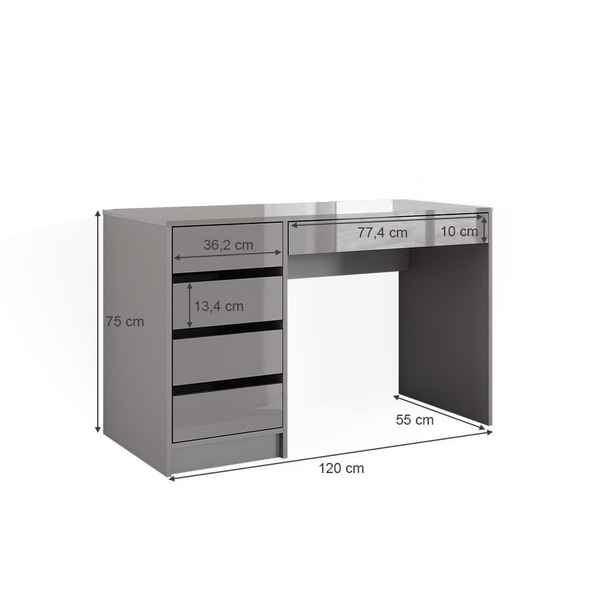 SCHREIBTISCH Sherry Grau 120 cm - Grau, Holzwerkstoff (120/55/75cm) - Vicco