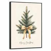 LEINWAND Bilder mit Rahmen - Weihnachtsbaum - Weihnachten - Frohe Weihnachten - Beige - 60x80 - Sandfarben, Textil (60/80cm) - MuchoWow