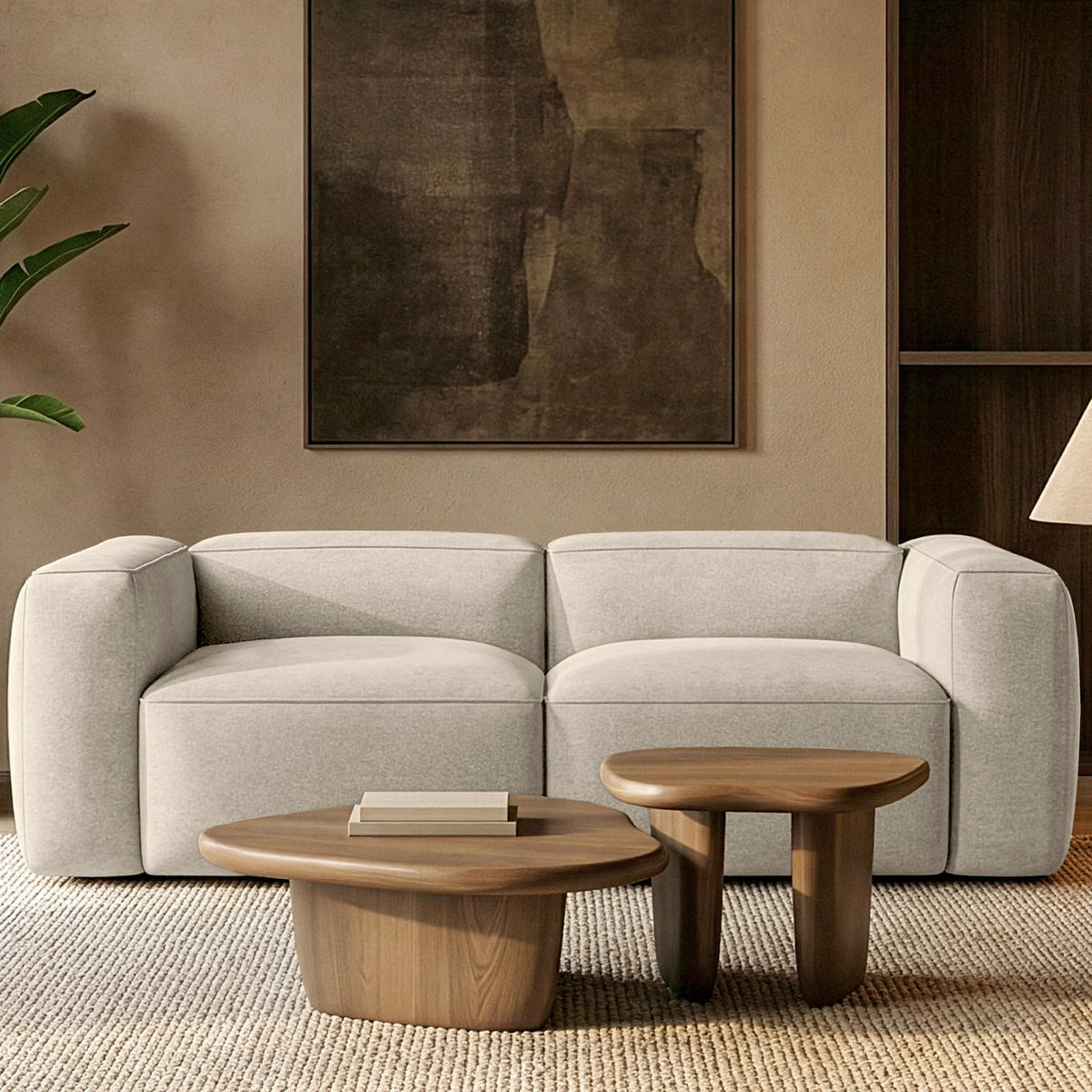 2-SITZER SOFA FUBBO, Ecru - Ecru, Holz/Holzwerkstoff (210/73/96cm) - KONSIMO®