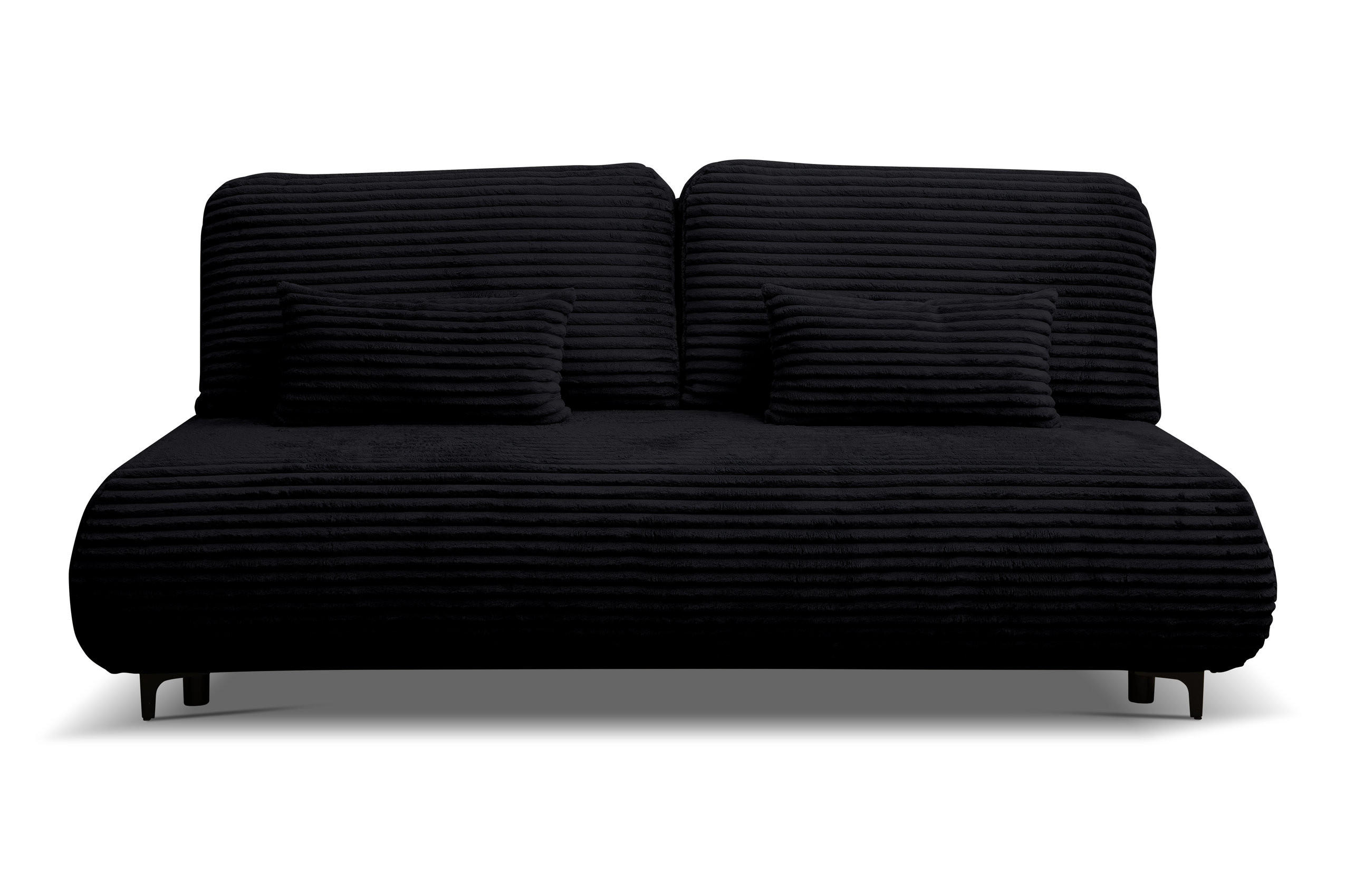 SCHLAFSOFA Etna mit Schlaffunktion und Bettkasten, Farbe: Schwarz, Cordstoff, Ottomane Unsiversal - Schwarz, Textil (205/80/90cm) - VENASI MÖBEL