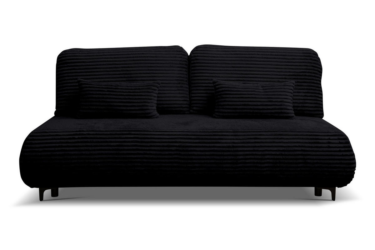 SCHLAFSOFA Etna mit Schlaffunktion und Bettkasten, Farbe: Schwarz, Cordstoff, Ottomane Unsiversal - Schwarz, Textil (205/80/90cm) - VENASI MÖBEL