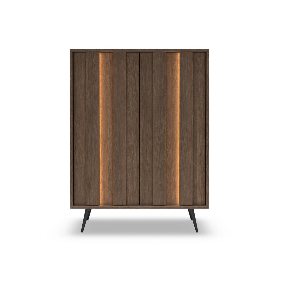 HIGHBOARD FARO, zweitüriger Hochkommode mit LED - Eichefarben, Holzwerkstoff (94/126/40cm) - Bettso