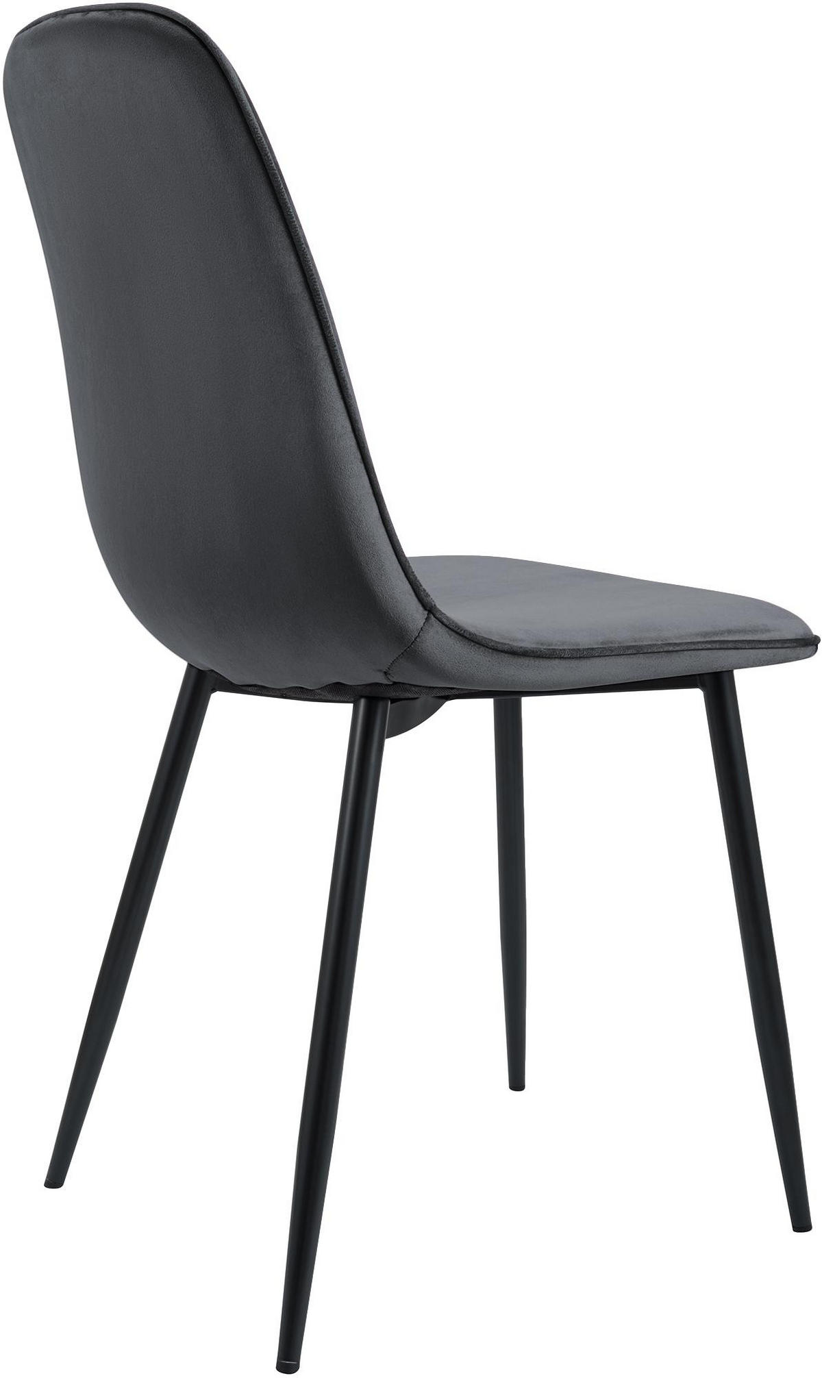 ESSZIMMERSTUHL 4er Set Samt Dunkelgrau - Dunkelgrau/Schwarz, Textil/Metall (45/88/54cm) - CLP