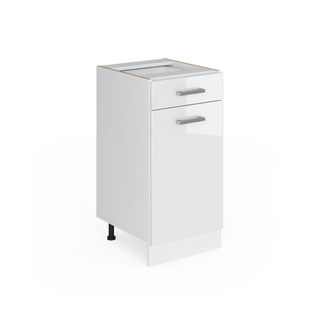 KÜCHENUNTERSCHRANK R-Line Weiß Hochglanz 40 cm ohne AP - Weiß Hochglanz/Weiß, Holzwerkstoff (40/81.6/46cm) - Vicco