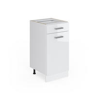 UNTERSCHRANK R-Line Weiß Hochglanz 40 cm mit Schublade, ohne AP - Weiß Hochglanz/Weiß, Holzwerkstoff (40/81.6/46cm) - Vicco