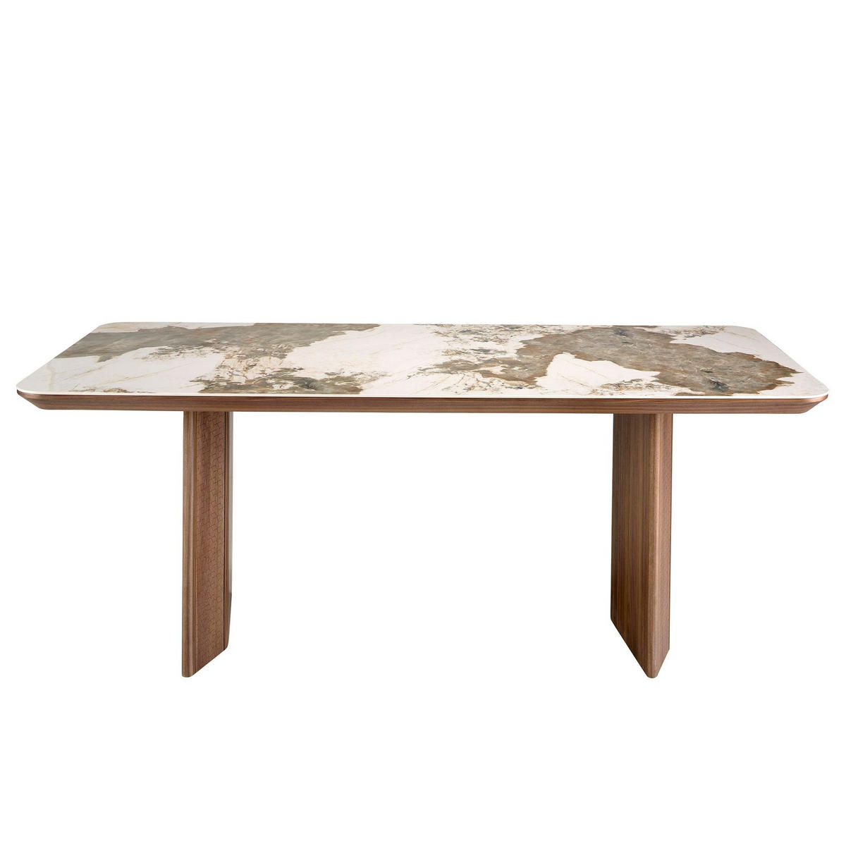 ESSTISCH Esstisch Rechteckig porzellanmarmor aus Walnuss 200/90/77 cm - Walnussfarben/Weiß, Stein (90/200/77cm) - ANGEL CERDA