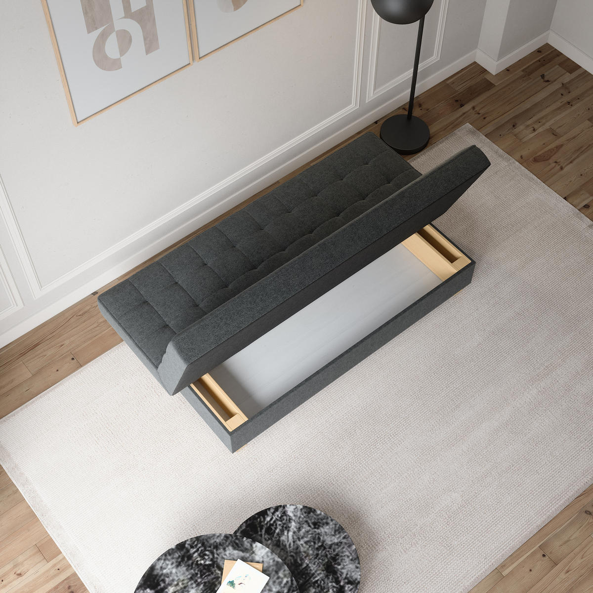SCHLAFSOFA BELFI - Dunkelgrau (Twist 20) - Dunkelgrau, Holzwerkstoff (192/95/92cm) - Möblo