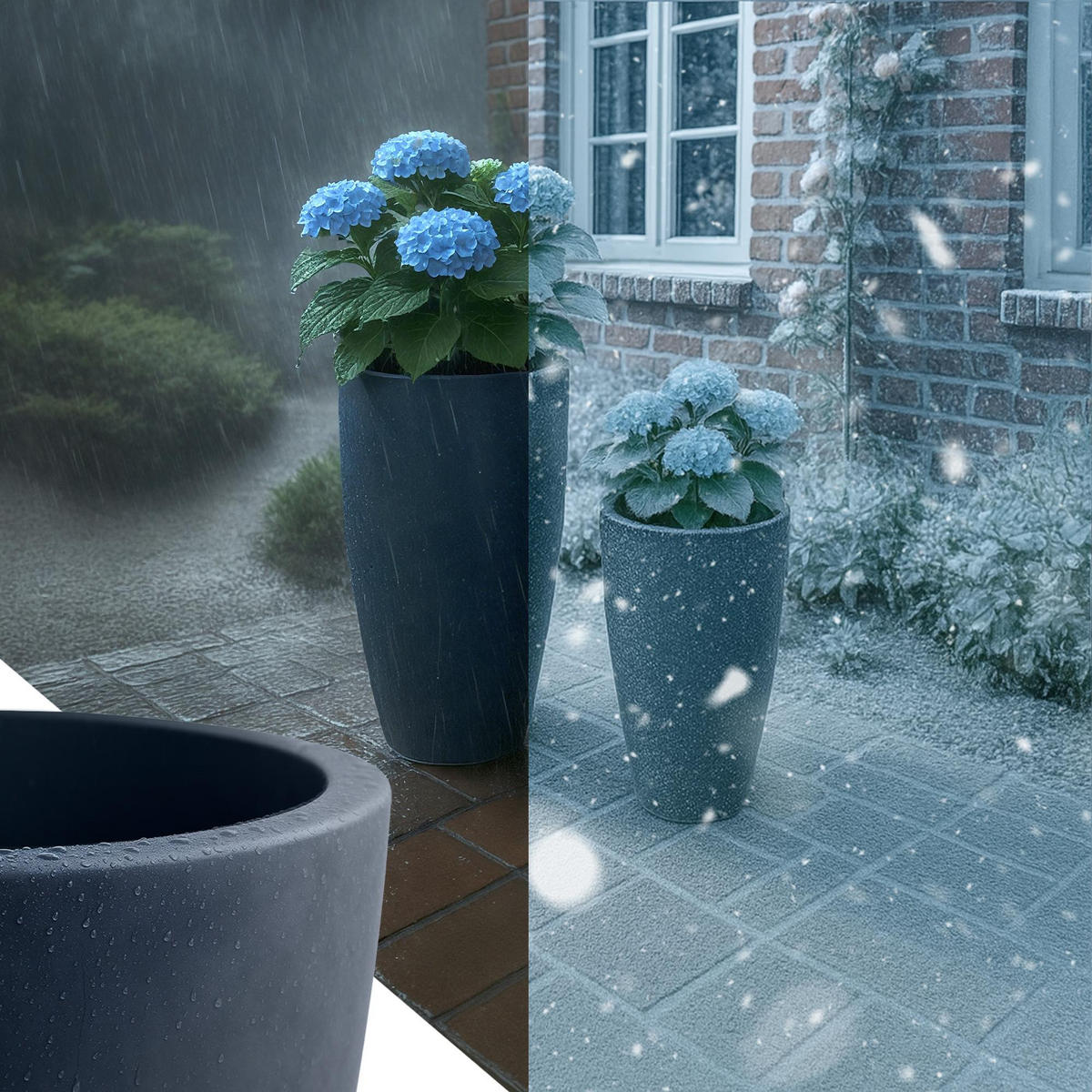 PFLANZKÜBEL 2er Set Anthrazit - Anthrazit, Kunststoff (42/77cm) - CLP