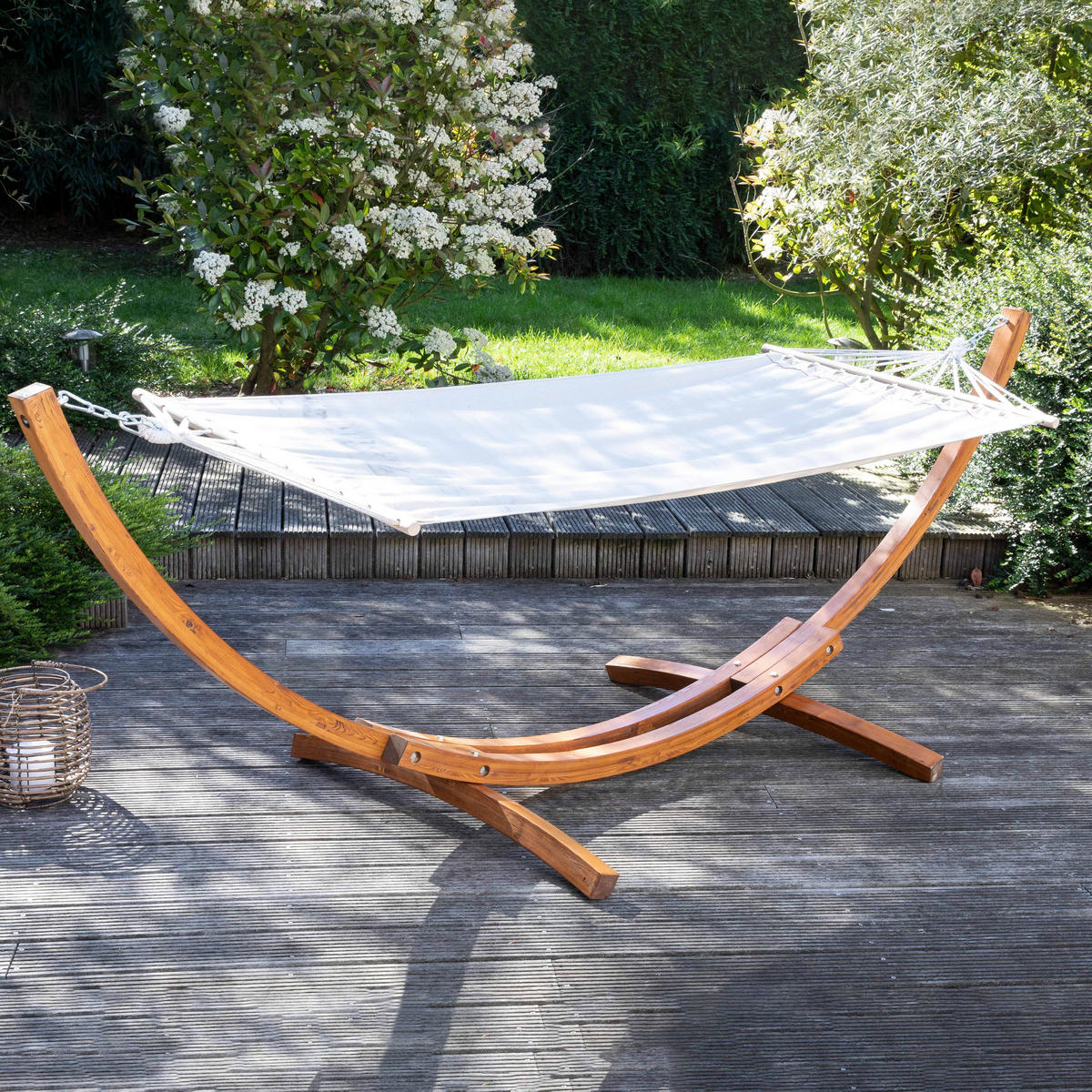 HÄNGEMATTE, Weiß - Weiß, Holz (110/110/300cm) - Oviala