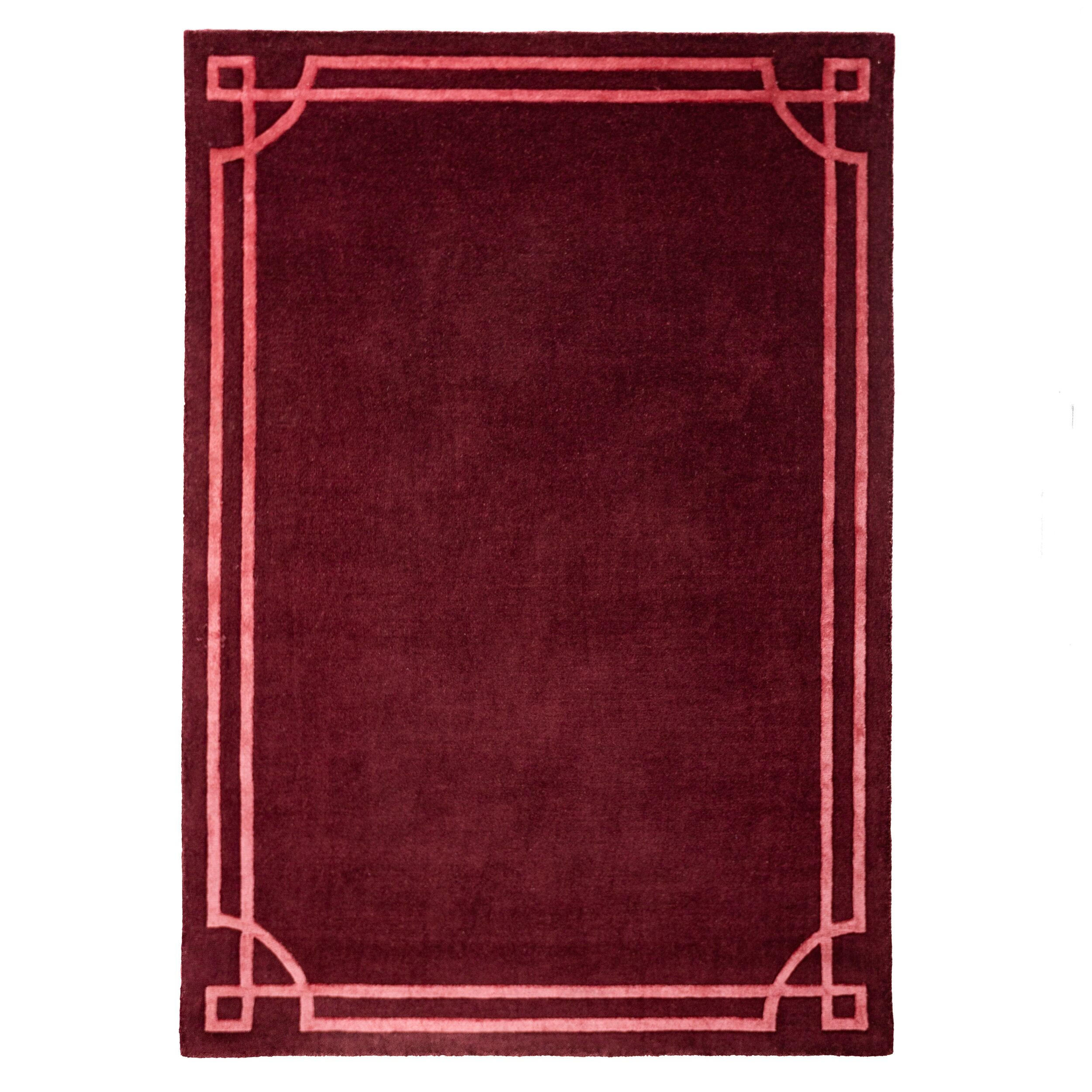TEPPICH Kurzflor im Art-Déco-Stil, Klassische Bordüre, Wohnzimmer Rot Rechteckig 160x230 - Rot, Textil (160/230cm) - KADIMA DESIGN