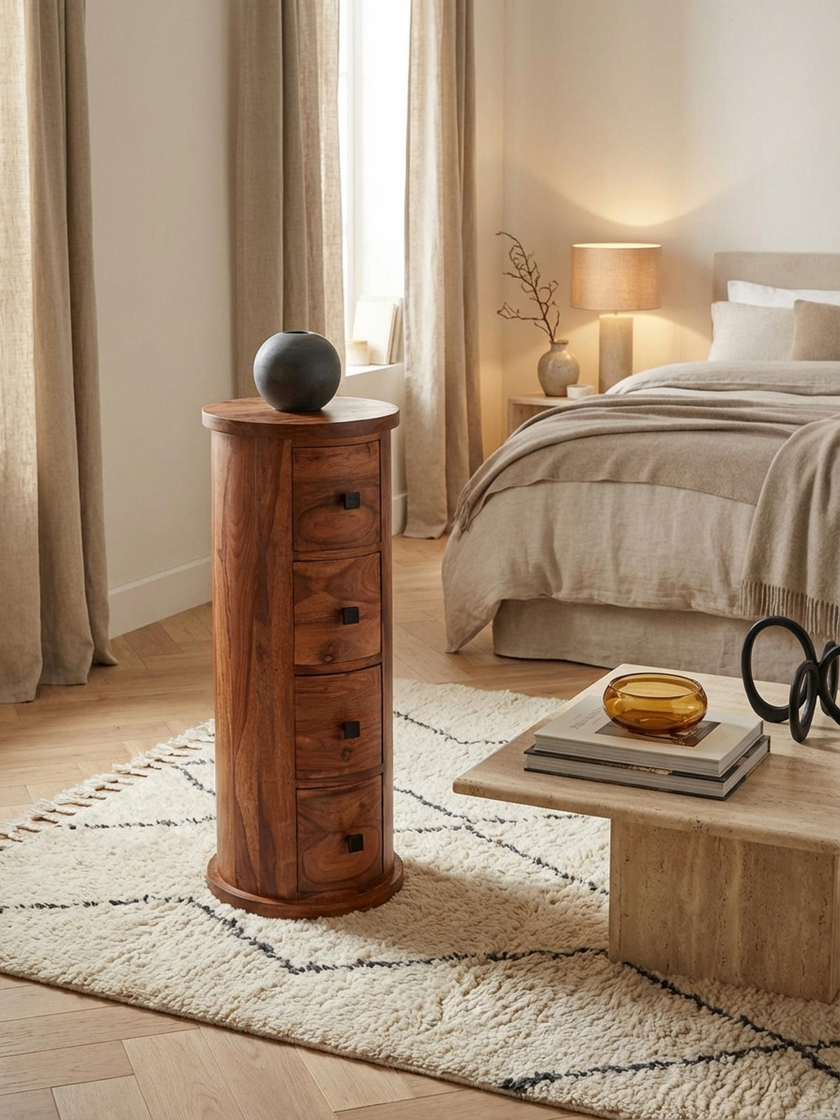 KOMMODE – Massivholz, rustikal, 4 Schubladen, viel Stauraum - Braun, Holz/Metall (35/85/35cm) - KADIMA DESIGN